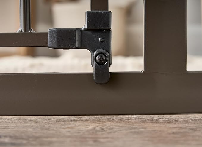 Regalo Home Accents Extra Wide Walk Thru Baby Gate, Includes Décor Hardwood, 4-Inch Extension Kit, 4-Inch Extension Kit, 4 Pack of Pressure Mount Kit and 4 Pack of Wall Cups and Mounting Kit