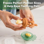 Haakaa Baby Fruit Food Feeder & Mini Freezer Nibble Tray Combo, Breastmilk Popsicle Molds for Baby Cooling Relief, BPA Free Silicone Feeder for Safe Infant Self Feeding, 4 Month+ (Pumpkin)