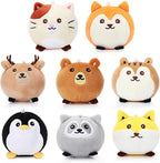 Aoriher 8 Pcs Mini Woodland Animals Plush Toys 3.15 Inch Soft Stuffed Animals Ornaments Bulk Colorful Woodland Keychain for Birthday Baby Shower Party Decors Classroom Prizes(Regular Style)