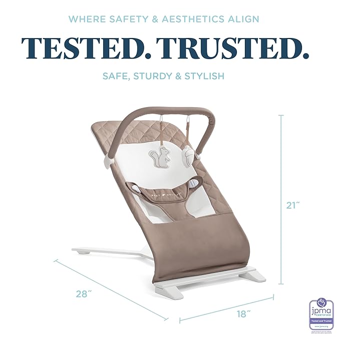 Baby Delight Alpine Deluxe Portable Baby Bouncer | Infant | 0-6 Months | 100% GOTS Certified Organic Cotton Fabric | Organic Mocha