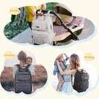 mommore Diaper Bag Backpack, Large Diaper Bag Expandable for 2 Kids/Twins, Durable Baby Bag with Changing Pad, Water Resistant Travel Diaper Backpack for Mom Dad