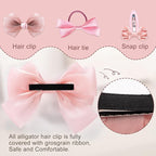 18pcs Pink Hair Bows for Baby Girls,Toddler Girls and Teen Girls.Alligator Hair Clips,Hair Barrettes,Hair Ties,Snap Clip Hairpins.Handmade Hair Accessories Gift Set