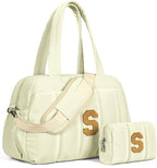 Duffle Bag for Travel Women, Travel Bags，Bridal Shower Gifts-Initial Overnight Bag with Wet Pocket，Lightweight Weekender Bags Personalized Gym Tote with Makeup Pouch