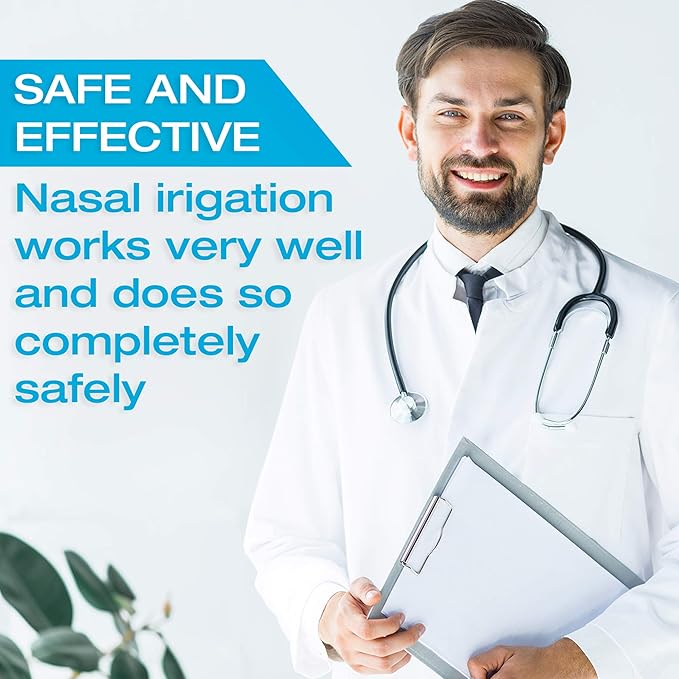 Nasal Irrigation System by Tilcare - Perfect Nasal Rinse Machine for Sinus & Allergy Relief - Electric Neti Pot for Nasal Irrigation to Cleanse Your Stuffy Nose - Comes with a Towel and 30 Salt Packs