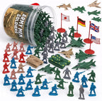 Liberty Imports Army Men Toy Soldiers Playset Bucket – WWII Action Figures with Military Vehicles, Accessories & Flags – Kids Imaginative Battle Toy Set (124 PCS - Soldiers + Mini Vehicles)