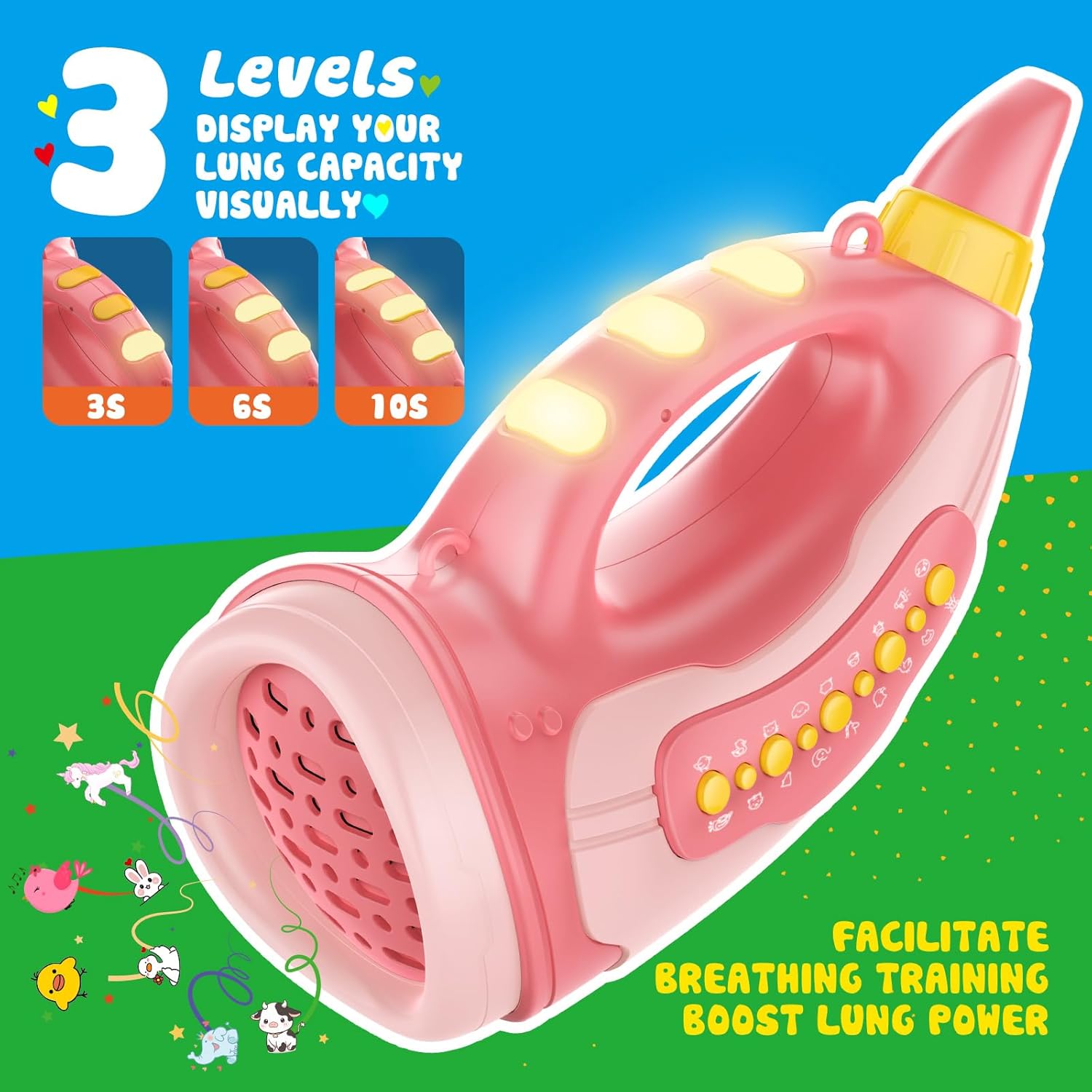 Voice Changer Toy for Kids 5-7: Animal Sounds Horn 30 Fun Sound Effects & Lights Voice Changer Device Kids Hunting Toys Nature Exploration Outdoor Toys for Boys Girls Ages 3-8 Olds, Pink