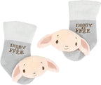 Kids Preferred Harry Potter Dobby Baby Infant Rattle Socks with Dobby Plush Rattle and Dobby is Free - Soft Baby Sock Feet Rattles Encourage Leaning Development Newborn to 9 Months