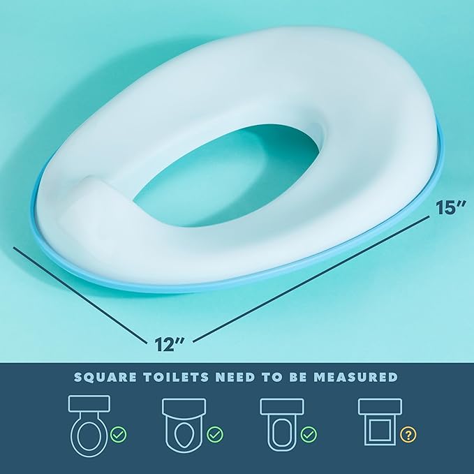 Toddler Potty Training Seat - Toddler Toilet Seat Attachment for Boys & Girls w/Splash Guard, Non-Slip Grip for Secure Fit, Fits Standard Round & Oval Toilets, Storage Hook Included, Blue