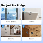 2 Pack Refrigerator Lock with Sticky Adhesive Pads, Child Proof Refrigerator/Fridge/Freezer Door Lock for Toddlers and Kids, Baby Safety Locks for RV Refrigerator, Cabinets and Drawers, Oven (Patent)