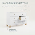 Storkcraft California 6-Drawer Double Dresser (White with Driftwood) - GREENGUARD Gold Certified, Interlocking Drawer System, Dresser Drawer Organizer for Kids Bedroom