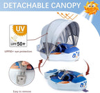 Mambo Baby Floats with Canopy &Tail, Non-Inflatable Baby Swim Float for Pool Add Tail Avoid Flip Swim Trainer Infant Floats for Toddler Boys Girls(B53039WI0009-BB09)