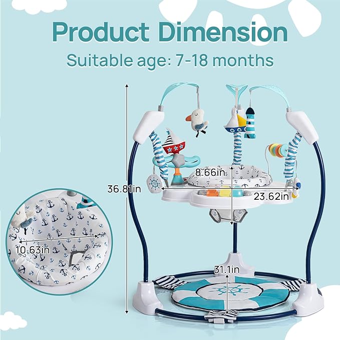 Baby Activity Center Jumper Interactive Activity Jumper Play Center with Infant Toys, 360° Rotating Seat
