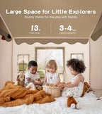 Play Tent with Mat, Star Light Large Kids Playhouse with Windows Easy to Wash, Indoor and Outdoor Play Tents for Kids, Little Dove Toys for Girls, Boys, 47x40x52 (Brown Playhouse, Large Size)