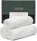 White Washcloths Set of 6 Soft Facial Cloths 10” x 10” 100% Viscose Derived from Bamboo Spa-Like Feel Silky Face Cloth for Skin Cleansing