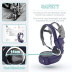 FRUITEAM 6-in-1 Baby Carrier with Waist Stool, Adjustable for Breastfeeding, One Size Fits All - Adapt to Newborn, Infant & Toddler (Navy)