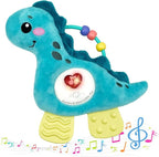 Baby Musical Activity Soft Toys with Sound & Light, Sensory Toys for Infant Developmental with Teether, Rattle and Textures, Soft Plush Toy for Newborn Gift 6 to 12 Months (Blue Dinosaur)