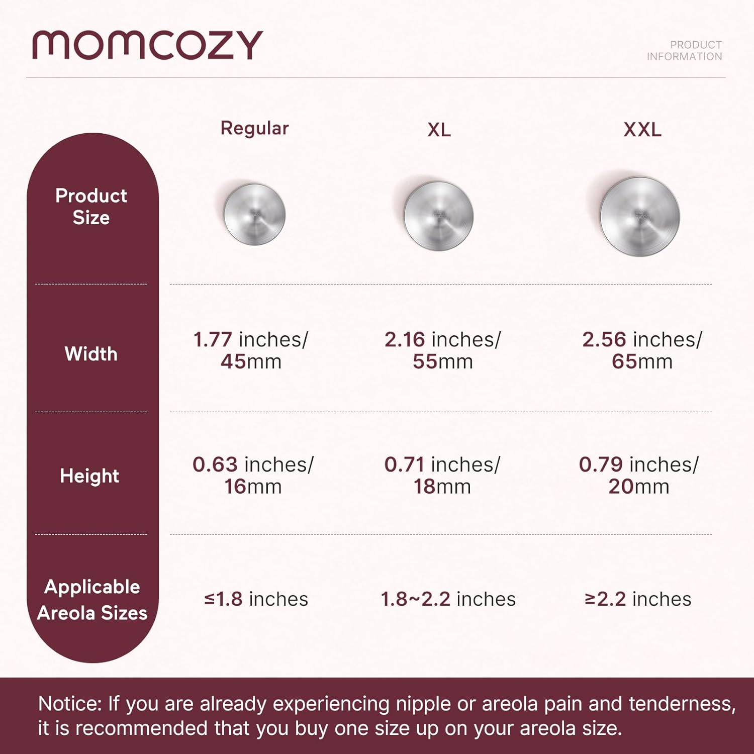 Momcozy 999 Silver Nursing Cups, Hole-Free Design, 999 Silver Nipple Shields, Breastfeeding Essentials, Silver Nipple Shields for Breastfeeding Newborns, Metal Nipple Shields, Regular Size