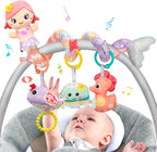 Car Seat Toys for Babies 0-6 Months Boy Girl Carseat Toys Hanging Spiral Stroller Toy, Infant Toy 0-6 Months Baby Newborn 0 3 Month Brain Development with Music Teether Rattle