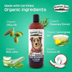 VERMONT SOAP Organics Pet Shampoo - Infused with Organic & Natural Olive Oil, Coconut & Aloe Vera Dog Shampoo for Sensitive Skin - USDA Certified Grooming Pet Shampoo - Blueberry (16oz)