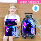 Kids Rolling Backpack for Girls, Roller Wheeled Bookbag - Wheeled Elementary School Bag