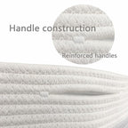 COMFY-HOMI 3 Pack Medium Cotton Rope Basket with Handles for Shelves, Dog Toy, Baby, Gift Organizing, Handwoven Craft - New Generation 13.5" x 11" x 9.5" (Navy Blue)