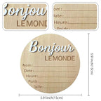 Baby Announcement Sign, 5.9 Inch Wooden Hello World Newborn Signs, "Bonjour Le Monde" Decoration, Birth Announcement Sign, Welcome Newborn Arrival to World, Hospital Nursery for baby