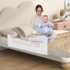 BABY JOY Double Sided Bed Rail Guard, 2 Pack, Extra Long, Swing Down for Convertible Crib, Folding Baby Safety Bedrail for Kids Twin Full Size Queen King Mattress, Rails for Toddlers (White, 48")