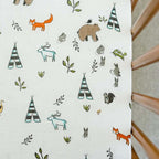 Little Unicorn Premium Crib Sheet | Breathable & Super-Soft Muslin Fabric (Forest Friends)