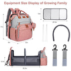 Diaper Bag Backpack, Baby Diaper Bag, Multifunctional Large Capacity, with Diaper Changing Station, Travel Diaper Bag Backpack (Pinkish Gray)