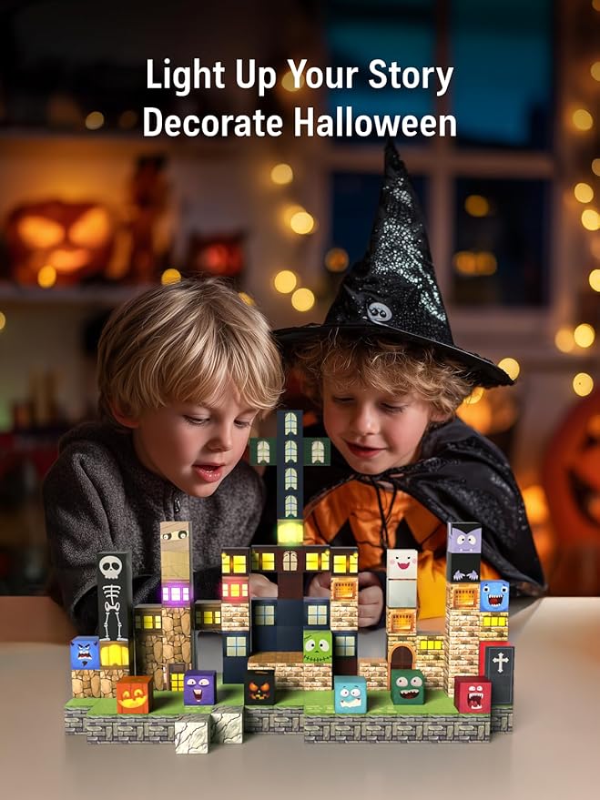 137PCS Magnetic Blocks - Magnetic Building Blocks,World Magnetic Lights Tiles Kids Build Cubes ,STEM Toys for 3-5 4-8 5-7 Year Old Boys and Girls,Sensory Creative Activities Christmas Birthday Gift