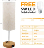 Touch Control Table Lamp for Bedroom, Bedside Lamp with USB Charging Port & AC Outlet, 3 Brightness Levels Adjustable, Nightstand Light