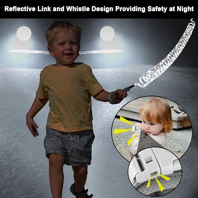 Accmor 2 in 1 Toddler Leash with Magnetic Lock, Kids Anti Lost Wrist Link 2 Packs Keep Twins Close, Reflective Child Walking Harnesses for Baby Boys Girls for Outdoor