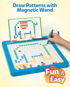 Coogam Magnetic Drawing Board, Large Magnet Doodle Board with Pen and Dot Beads, Color Shape Pattern Art Pad, Montessori Educational Traveling Toy Gift for 3 4 5 6 Years Old Toddlers