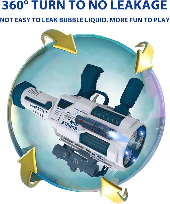 Automatic Gatling Bubble Gun,That Produces Thousands of Bubbles per Minute, Suitable for Children and Adults and Perfect for Indoor and Outdoor Birthday Parties for Girl Boy