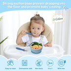 2 Pack Stainless Steel Baby Bowls with Suction, Toddler Bowls with Removable Silicone Shell for Kids, Non-Slip Toddler Baby Feeding Set Dishwasher Safe-Gray & Blue