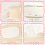 FEBSNOW 2 Pack Baby Wipes Dispenser, Portable Refillable Wipe Holder Baby Wipes Container Travel Wipes Case Reusable Wet Wipes Pouch (Cream, Pink)