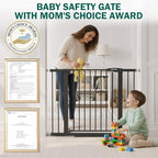Baby Gate for Stairs, 26-40" Auto Close Dog Gate for Doorways, Pressure Mounted Child Gate with Walk Thru Door, Easy Install Safety Gate for Children and Pets, Black