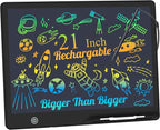 LCD Writing Tablet for Kids, Rechargeable 21 Inch Doodle Board,Easter Basket Stuffers,Preschool Learning Toys Christmas Birthday Gift 3 4 5 6 7 Year Old Girls Boys (Black)