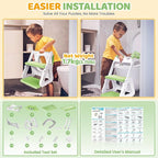 Orzbow 2-IN-1 Potty Training Seat with Step Stool, Height Adjustable Toilet Seat for Toddler, Potty Training with Splash Guard for Kids Boys Girls, Stability Ladder and Anti-Slip Pad, Green