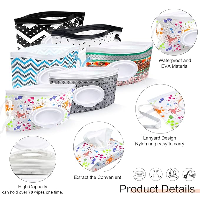 8Pcs Baby Wipes Dispenser, Reusable Baby Wipe Holder Box and Portable Wet Wipes Pouch, Refillable Wipes Pouch Case Container with Lid for Bathroom Baby Nursery Kitchen Office Travel (Orange)