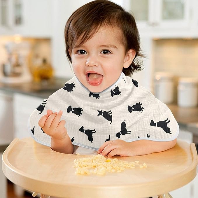 1 Pack Muslin Burp Cloths Dogs Beige Cotton Baby Burp Cloths Extra Absorbent and Soft Thick Burping Cloth for Newborn Babies 22x11 Inch