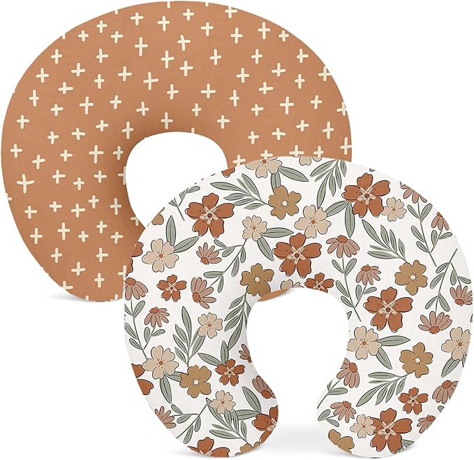 Nursing Pillow Covers 2 Pack, Breastfeeding Pillow Slipcovers Soft and Stretchy, Nursing Covers for Baby Girls Boys Newborn