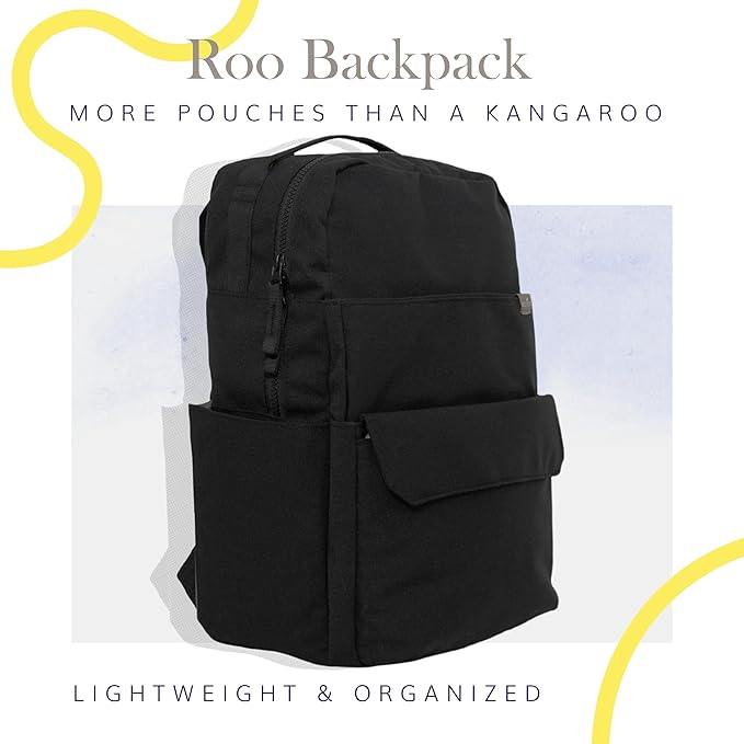 RED ROVR Roo Lightweight 1 LB Diaper Bag Backpack | 11 organizational pockets| Durable & Water-Resistant (Black)