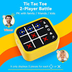 Rechargeable Tic Tac Toe Game Box with 5 Fun Brain Memory Games, Electronic Touchscreen Handheld Game, Portable Digital Puzzle Board Travel Toy, Gifts Choice for Kids and Adults(Yellow)