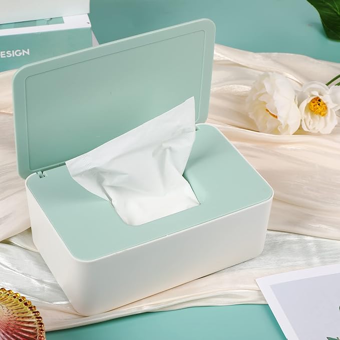 NOVWANG Wipes Dispenser, Baby Wipe Holder, Keeps Wipes Fresh, Refillable Wipe Container Baby Wipes Case for Bathroom Wipes Pouch Case, Green