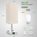 aooshine Beige Set of 2 Touch Lamp with USB Port-Nightstand Lamp with USB-C+A Charge Ports& AC Outlets, 3-Way Dimmable Bedside Lamp with Shade,Small Table Lamp for Bedroom Living Room(Bulb Included)