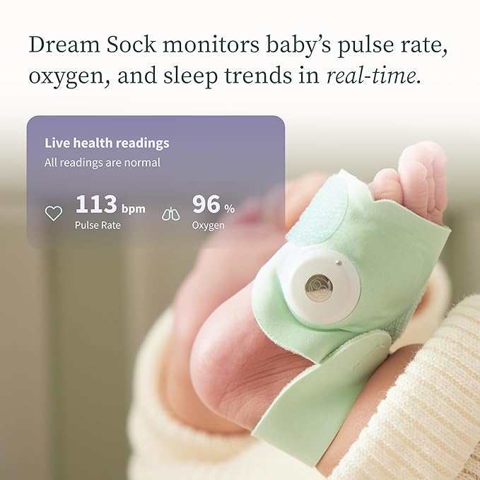 Owlet Dream Duo (Gen 2) Smart Baby Monitor Bundle – HD Video Camera + Wearable Sock Tracks Baby’s Oxygen, Heart Rate & Sleep