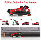 HONEY JOY 4-in-1 Baby Walker, Activity Push Walker w/3 Adjustable Heights, Smooth Wheels w/Adjustable Speed, Padded Seat, Music & Light, Foldable Car Walker for Baby Boys Girls Age 6 Months+ (Red)