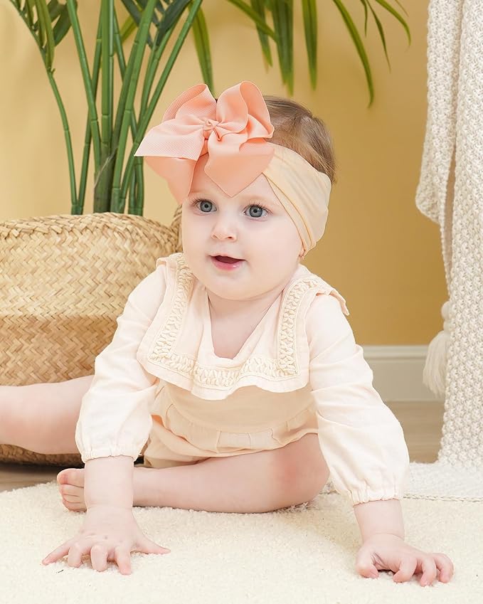 doboi Baby Girl Headbands Set - 20pcs Hair Bows and Nylon Headbands, Big Bows for Infant, Newborn, and Toddler Girls