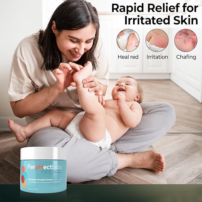 Maximum Strength Medicated Diaper Rash Ointment with 40% Zinc Oxide. Rapid Relief Soothing and Prevention, Paraben & Dye Free. 8 Oz